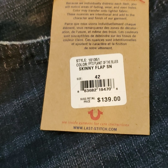 True Religion Planet of the Blues Skinny Flap 42 - Picture 9 of 9